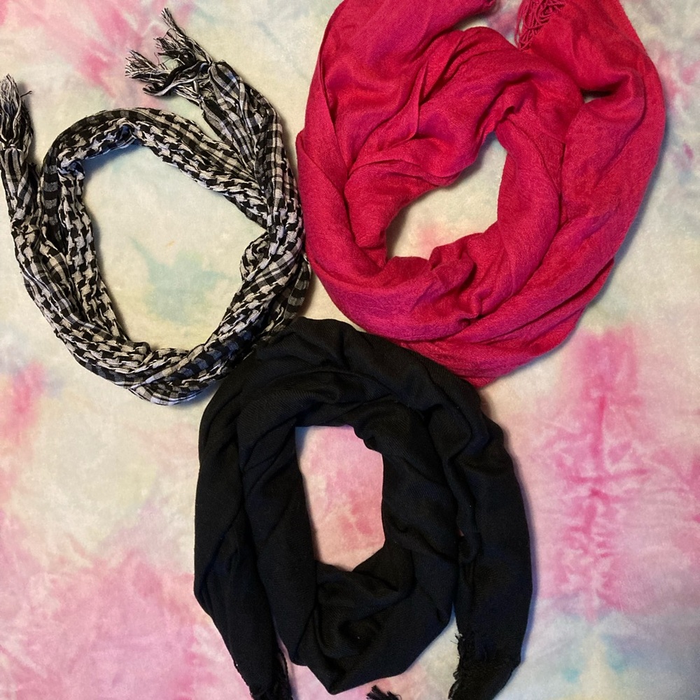 💝 SCARVES!! Black/white checker, pink, and black💝  $3 EACH or ALL THREE for $5